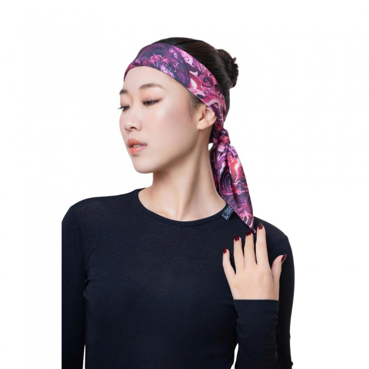 Khăn lụa vuông Liêm diễm mẫu Hồng thạch anh tím 70*70cm